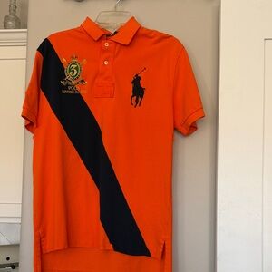 Ralph Lauren Orange Polo Shirt with blue Accents